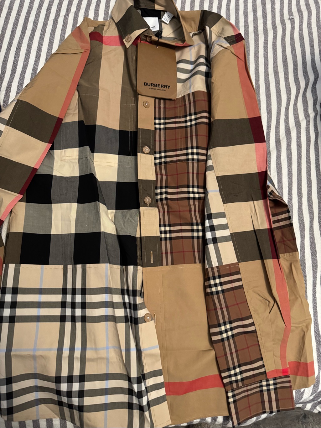 Burberry Beige Tan Classic Check Button-Front Shirt